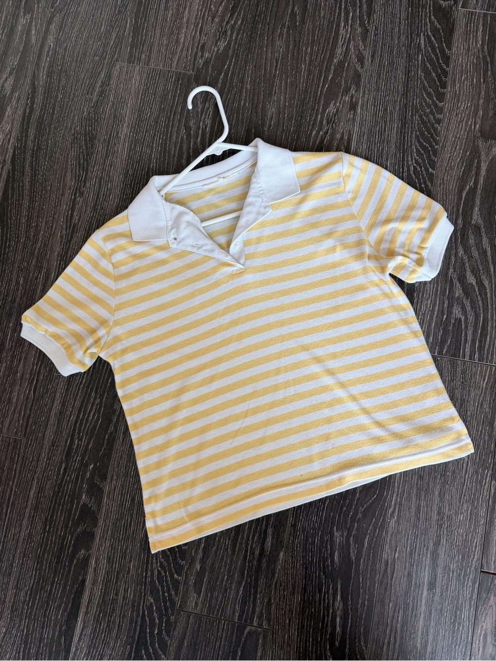 Yellow and White Striped Polo Top